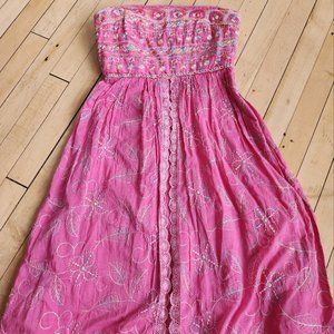 Cynthia Steffe Pink Floral Embroidered Embellished Strapless Dress Sz 0 New $358